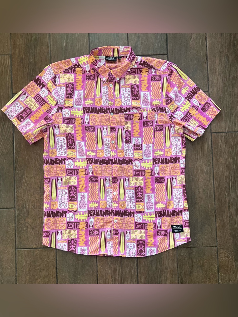 WeSC Tiki Hawaiian Unisex Shirt‎ Size Medium Streetwear Festival Retro Indie
